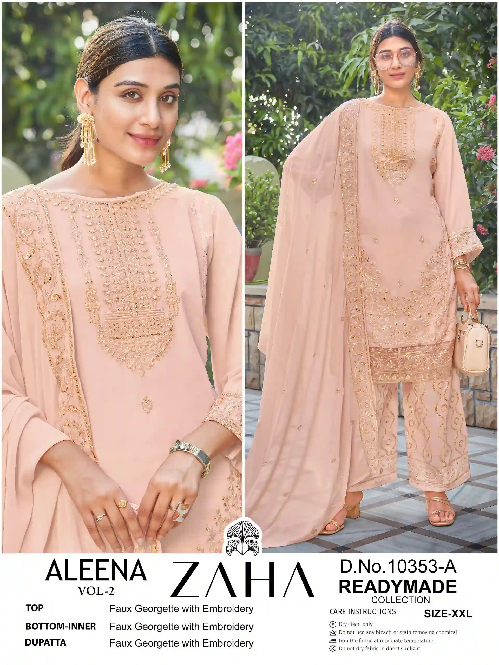 Zaha 10353 Faux Georgette Wholesale Pakistani Readymade Salwar Suit Catalog — Wholesale Pakistani Suits, MPA wholesale from Surat - Gallery Image 5